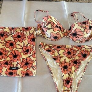Triangl Velvet Like Floral Bikini Set with Bag